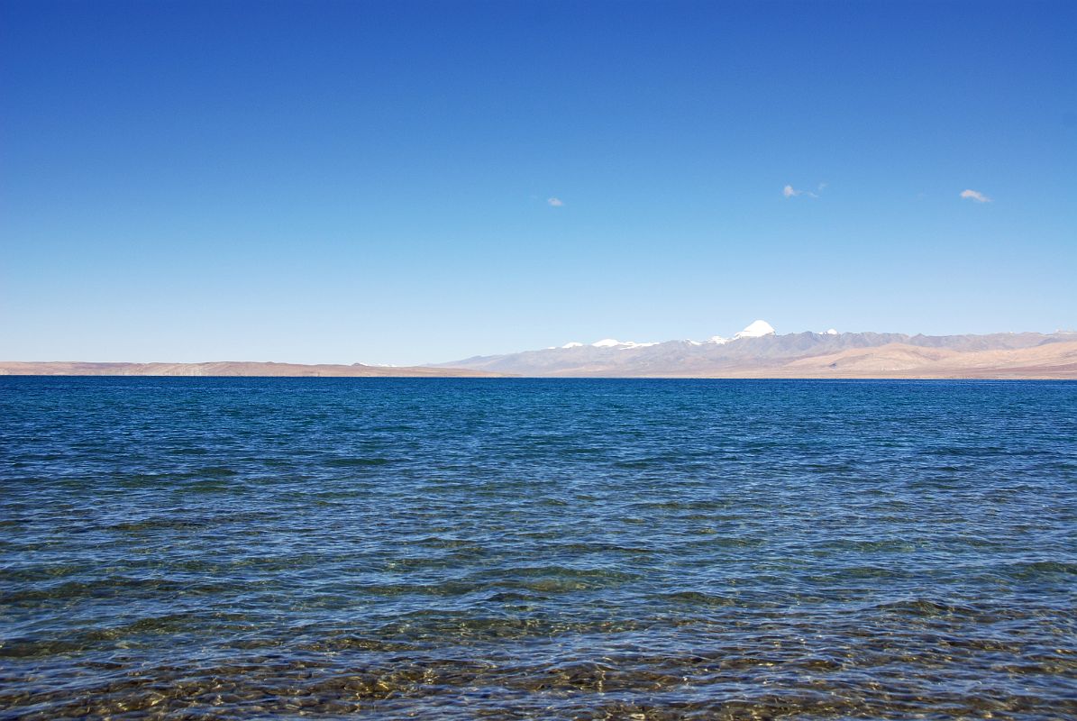 09 Lake Manasarovar With Mount Kailash From Seralung Gompa Here is Lake Manasarovar with Mount Kailash on the horizon from Seralung Gompa.